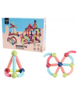 Constructor magnetic cu bile și bastoane Magnetic Sticks - 100 piese