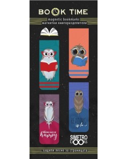 Semn magnetice de cărți Simetro - Book Time, Reading Owl și Owl
