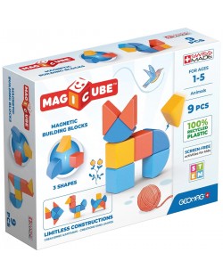 Cuburi magnetice Geomag - Magicube Animale, 9 bucăți