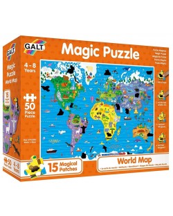 Magic Puzzle Galt - Harta lumii, 50 de piese