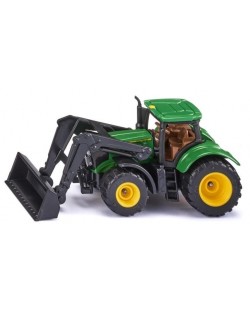 Jucarie metalica Siku - Tractor cu incarcator John Deere, verde