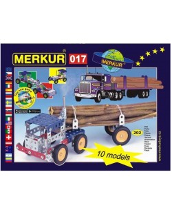 Set de constructie metalic 10 în 1 Merkur - Camioane, 202 piese  