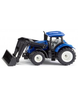 Jucarie metalica Siku - Tractor cu incarcator frontal New Holland, albastru