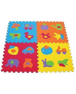 Puzzle moale pentru podea Sun Ta Toys - Animale, 4 piese