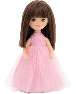 Păpușă moale Orange Toys Sweet Sisters - Sophie într-o rochie roz cu trandafiri, 32 cm