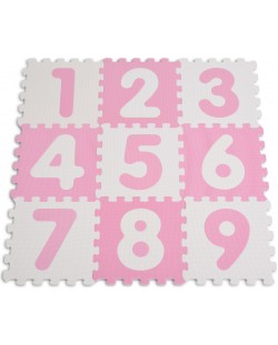 Puzzle pardoseala din spuma moale pentru copii Sun Ta - Cifre, 9 piese, roz