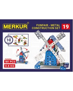 Set de constructie metalic 10 în 1 Merkur - moara, 181 piese 