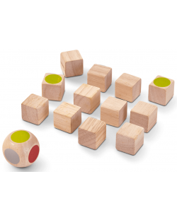 Joc de memorie cu cubulete din lemn PlanToys - Memoreaza culorile