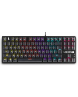 Tastatură mecanică Spartan Gear - Lochos 2 TKL, roșu, LED, negru