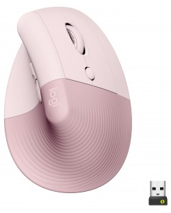 Mouse Logitech - Lift Vertical EMEA, optic, wireless, roz