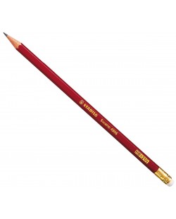 Creion Stabilo Swano - HB, roșu închis, cu gumă de șters 