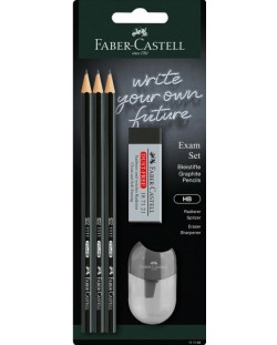 Set de creioane Faber-Castell 1111 - HB,3 piese, cu radiera si ascutitoare