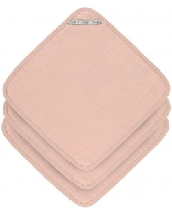 Prosoape de muselină Lassig - Cozy Care, 30 x 30 cm, 3 bucăți, roz