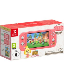 Nintendo Switch Lite - Coral, Animal Crossing: New Horizons Bundle - Isabelle's Aloha Edition	