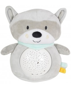 Lampă de noapte și reflector Moni Toys - Snuggly, Raccoon