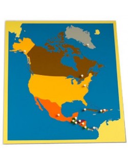Puzzle educațional Smart Baby Montessori - Harta Americii de Nord, 23 de piese