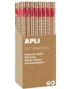 Hârtie de împachetat Apli - kraft, cu cercuri colorate, 2 x 0,70 m