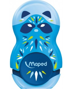 Ascutitoare cu radiera 2 in 1 Maped Mini Cute - Loopy, albastru