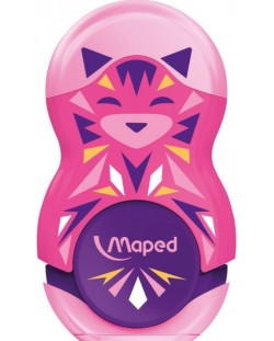 Ascutitoare cu radiera 2 in 1 Maped Mini Cute - Loopy, roz