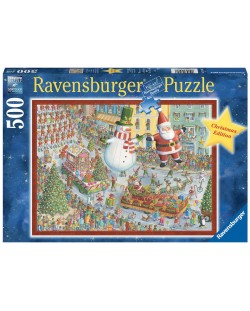 Puzzle Ravensburger din 500 de piese  - Vine Crăciunul!