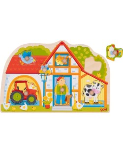 Puzzle cu mâner Goki - My Farmhouse