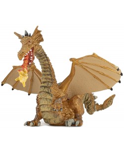 Figurina Papo The Enchanted World – Dragon care suflă foc, auriu
