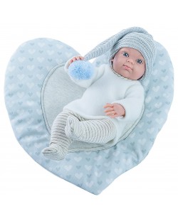 Papusa-bebelus Paola Reina Mini Pikolines - Cu paturica inima, baietel, 32 cm