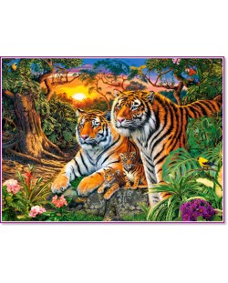 Puzzle Castorland din 2000 de piese - familia Tigrilor
