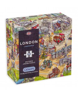 Puzzle Gibsons de 500 piese - Obiectivele turistice din Londra, Maria Rabinky