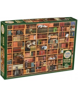 Puzzle Cobble Hill de 1000 piese - Biblioteca pisicilor