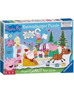 Puzzle de podea  Ravensburger din 32 piese - Crăciunul lui Peppa Pig