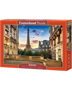 Puzzle Castorland din 1000 de piese - Plimbare în Paris la apus
