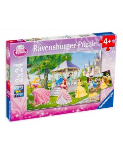 Puzzle Ravensburger din 2 x 24 piese - Printese Disney in gradina