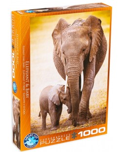 Puzzle Eurographics de 1000 piese - Elefantul si micutul ei