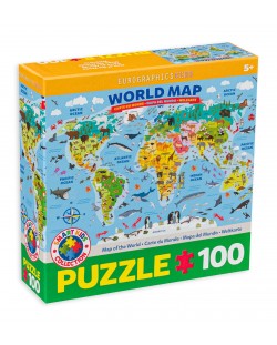 Puzzle Eurographics de 100 piese - Harta lumii