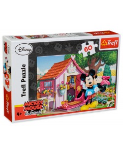 Puzzle Trefl de 60 piese - Mickey si Minnie Mouse in gradina