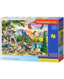 Puzzle Castorland din 300 de piese - Familia de lupi și vulturi
