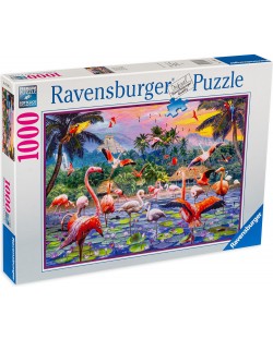 Puzzle Ravensburger 1000 de piese - Flamingo roz