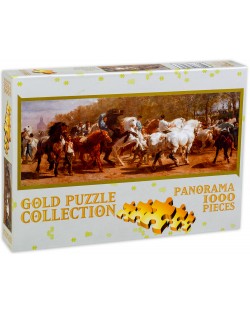 Puzzle panoramic Gold Puzzle de 1000 piese - Expozitie de cai