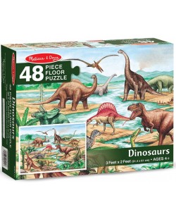 Puzzle pentru podea Melissa & Doug - Dinozauri, 48 piese