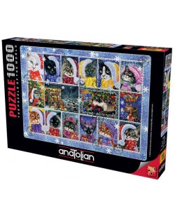 Puzzle Anatolian de 1000 piese - Pisici de Anul Nou