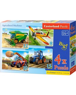 Puzzle Castorland 4 în 1 - Mașini agricole