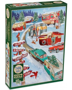 Puzzle  Cobble Hill de 1000 piese - Christmas Campers