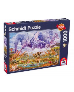 Puzzle Schmidt de 1000 piese - Animals At The Waterhole