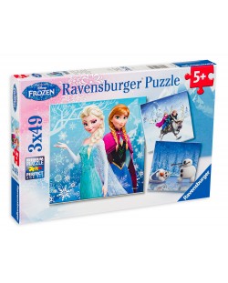 Puzzle Ravensburger 3 de cate 49 piese - Regatul de gheata