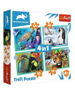 Puzzle Trefl 4 in 1 -  Lumea animala misterioasa