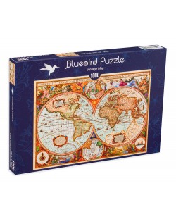 Puzzle Bluebird de 1000 piese - Vintage Map,  Aimee Stewart