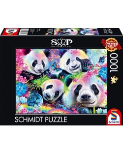 Puzzle Schmidt din 1000 de piese - Panda și curcubeu