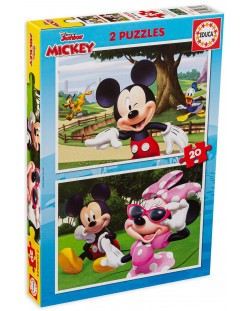Puzzle Educa de 2 x 20 piese - Mickey si prietenii, tip 2