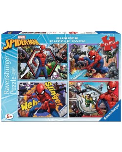 Puzzle Ravensburger 4 de cate 100 piese - Spiderman